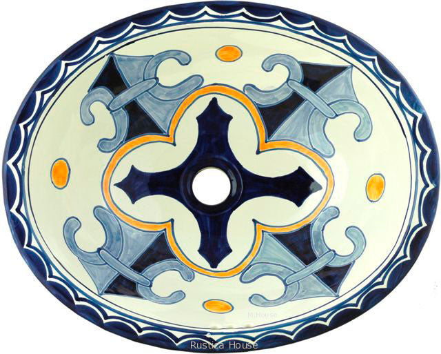 sky blue yellow talavera bathroom sink