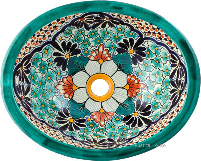 old world green blue talavera bathroom sink