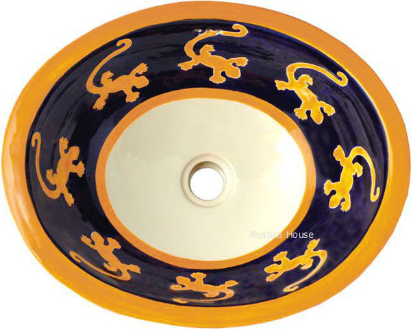 traditional yellow cobalt talavera bathroom sink