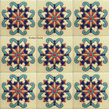 high relief tiles blue red