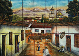 old world ceramic tile mural