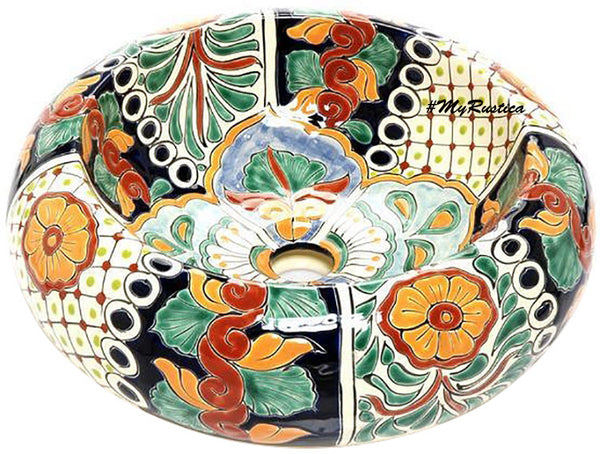 hand painted mexican vessel sink