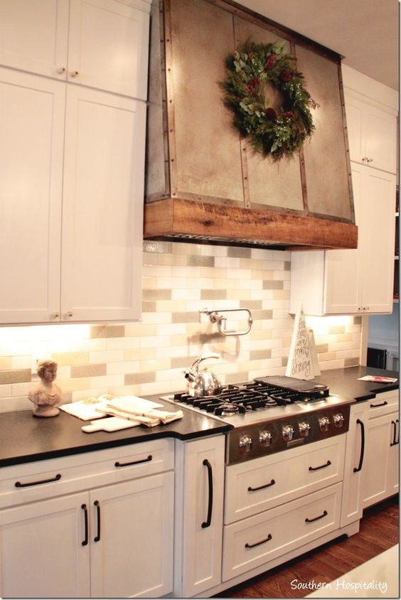 Custom Metal Vent Hood decorated with Wood