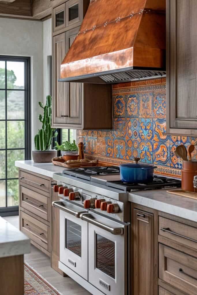 Combine Talavera tiles with Copper Appliances