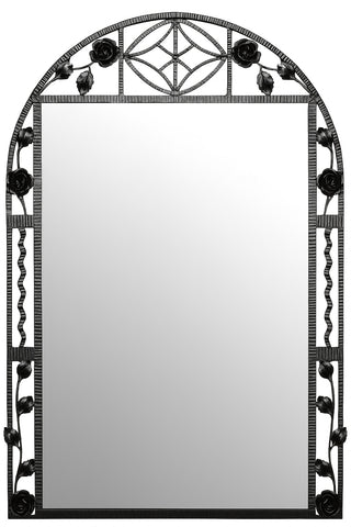 Art Deco Rose Wrought Iron Wall Mirror