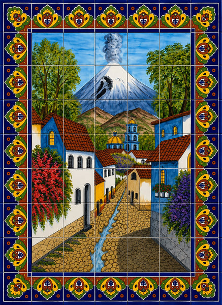 contemporary backsplash mural