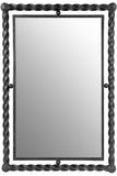 Twisted Frame Wrought Iron Wall Mirror with a rectangular reflective surface bordered by a hand-forged iron frame featuring a twisted rope design, combining rustic craftsmanship with classic decorative appeal.