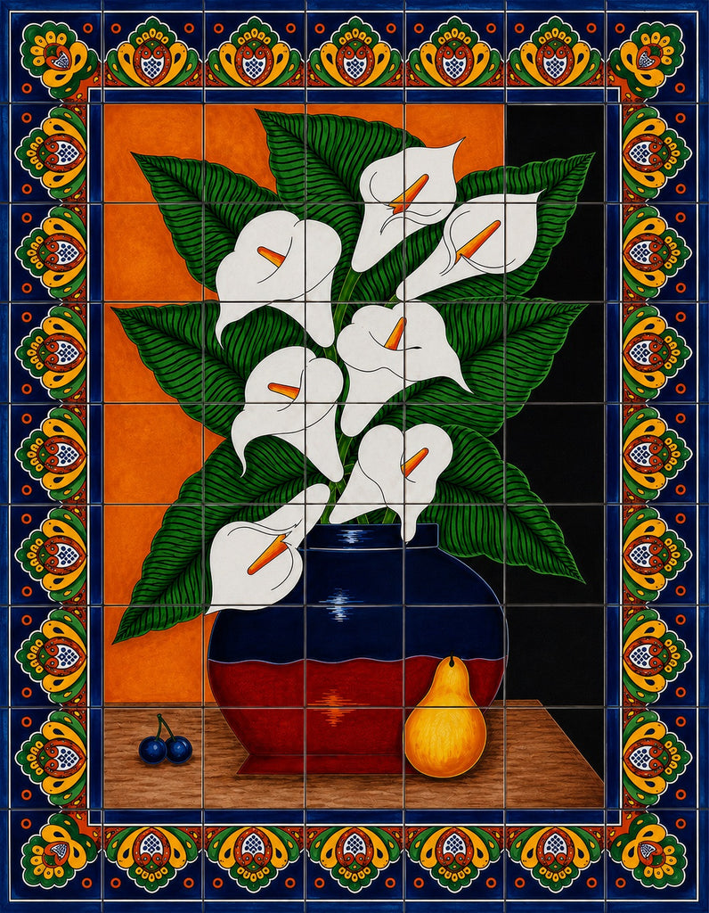 decorative hand crafted kitchen backsplash mural