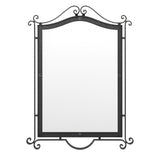 Hand-Forged Wrought Iron Mirror with Arched Scroll Crest