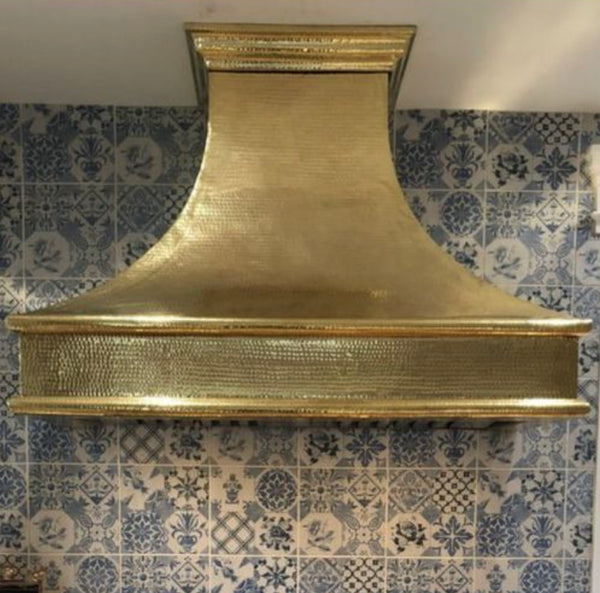 hammered brass range hood