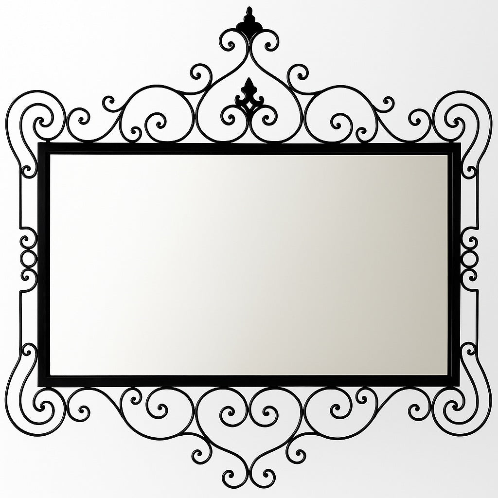 Baroque Scroll Wrought Iron Wall Mirror