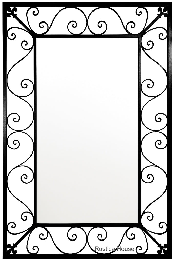 Ornate Curved Wrought Iron Wall Mirror