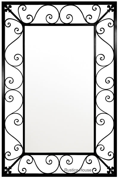 Ornate Curved Wrought Iron Wall Mirror