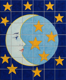 Moon and Stars Talavera Tile Mural 16x16