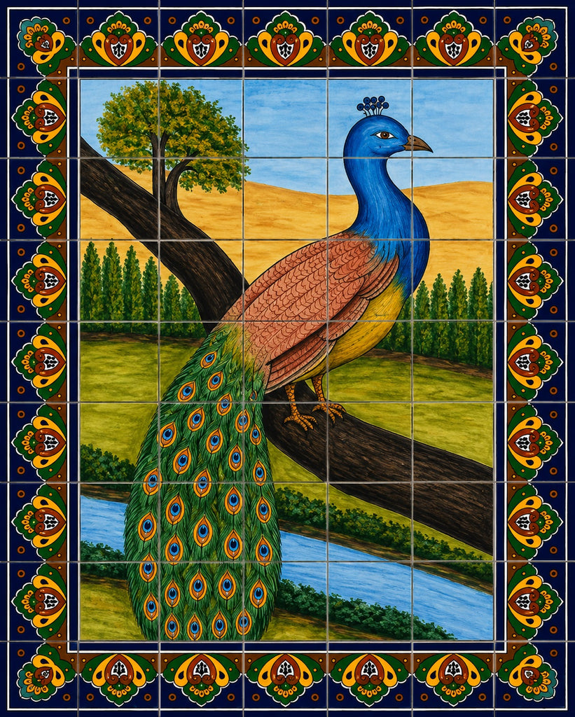 old world backsplash mural