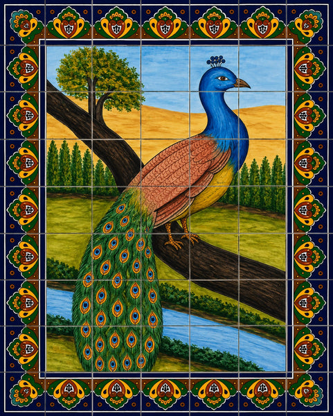 old world backsplash mural