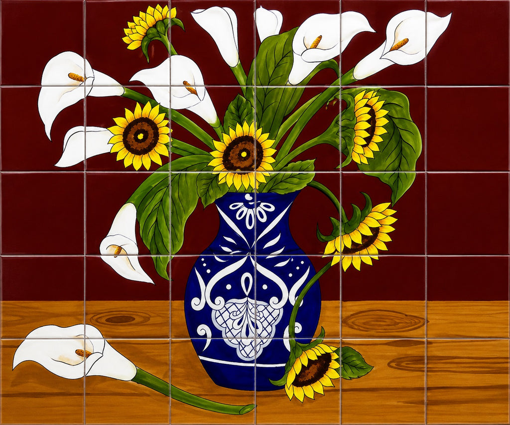 traditional ceramic tile backsplash mural