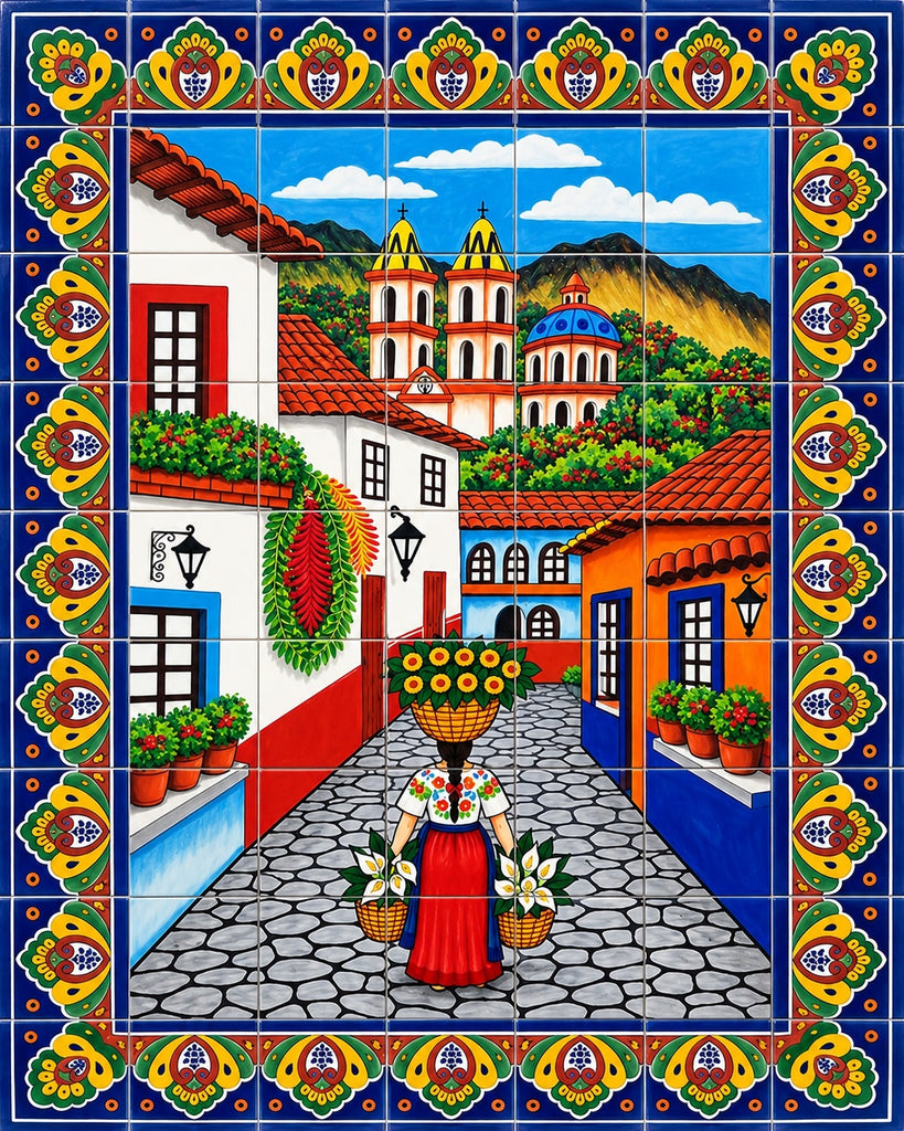 custom mexican kitchen mural