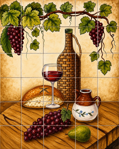 modern ceramic tile backsplash mural