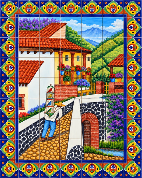 Mexican kitchen backsplash mural