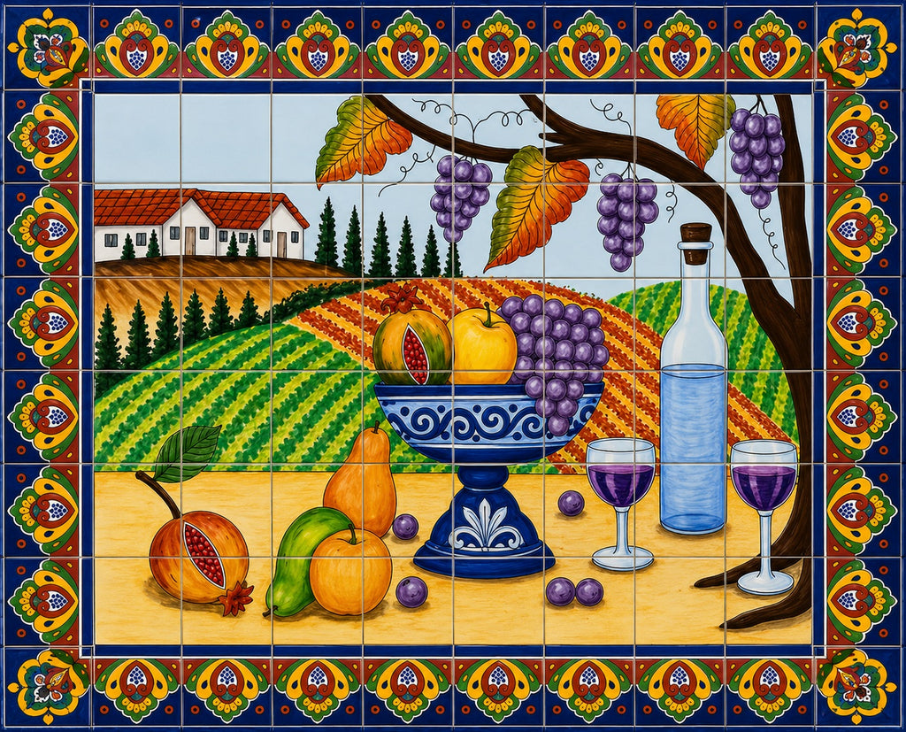 old world custom made kitchen backsplash mural