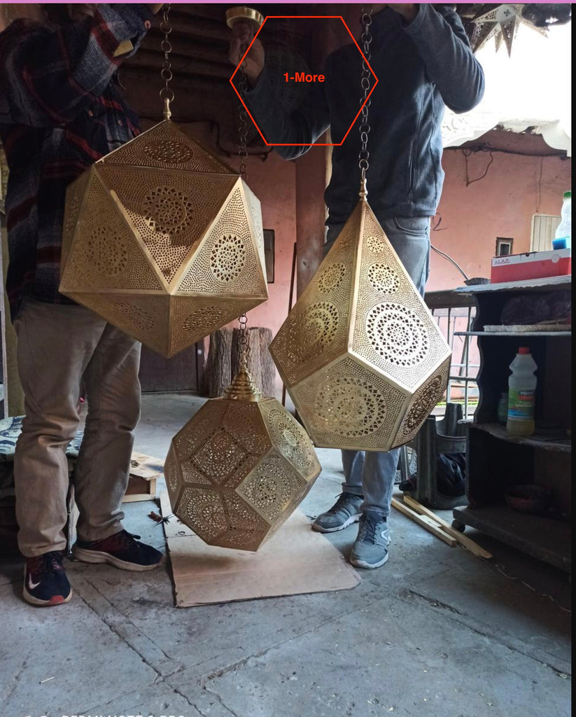 Moroccan Punched Tin Pendant Lamp Set