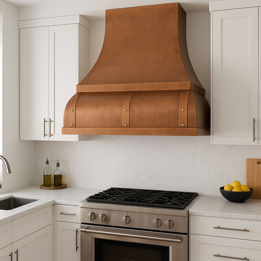 Hammered Copper Range Hood in Modern Kitchen