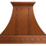 Wall Mounted Copper Range Hood with Riveted Straps 36 Inch