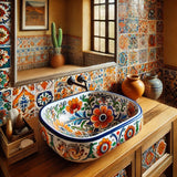 Talavera Vessel Sink Joy Hand Painted Round Bathroom Sink