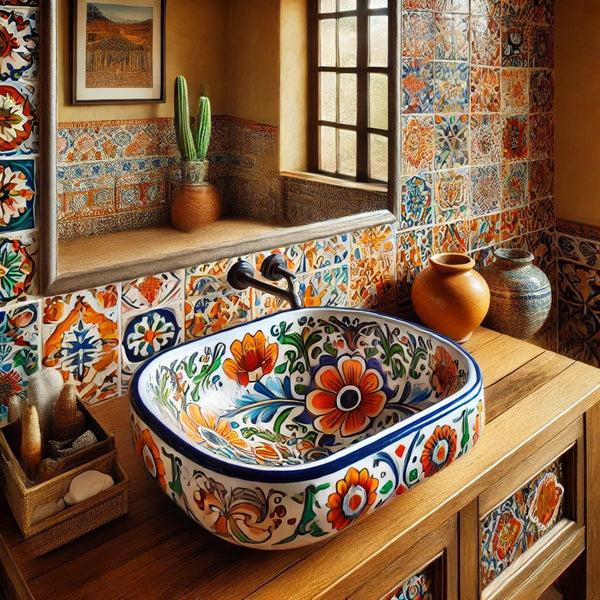 Talavera Vessel Sink Joy Hand Painted Round Bathroom Sink
