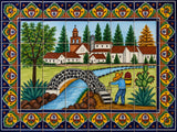 European ceramic tile backsplash mural