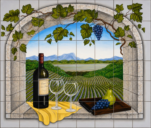 Italian ceramic tile backsplash mural