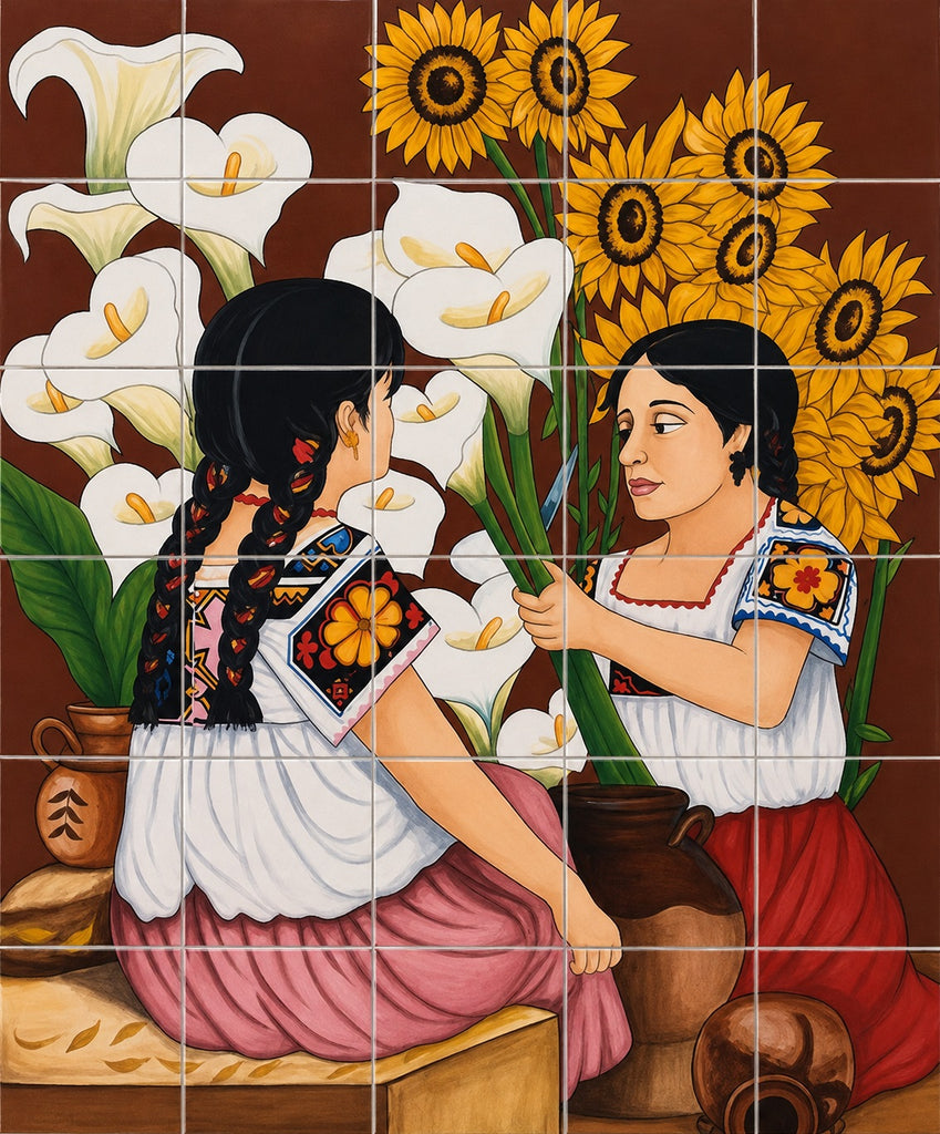 modern hand crafted kitchen backsplash mural