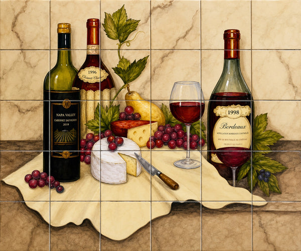 French artisan made backsplash mural