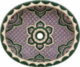 Lavender and Green Talavera Oval Bathroom Sink 17x14