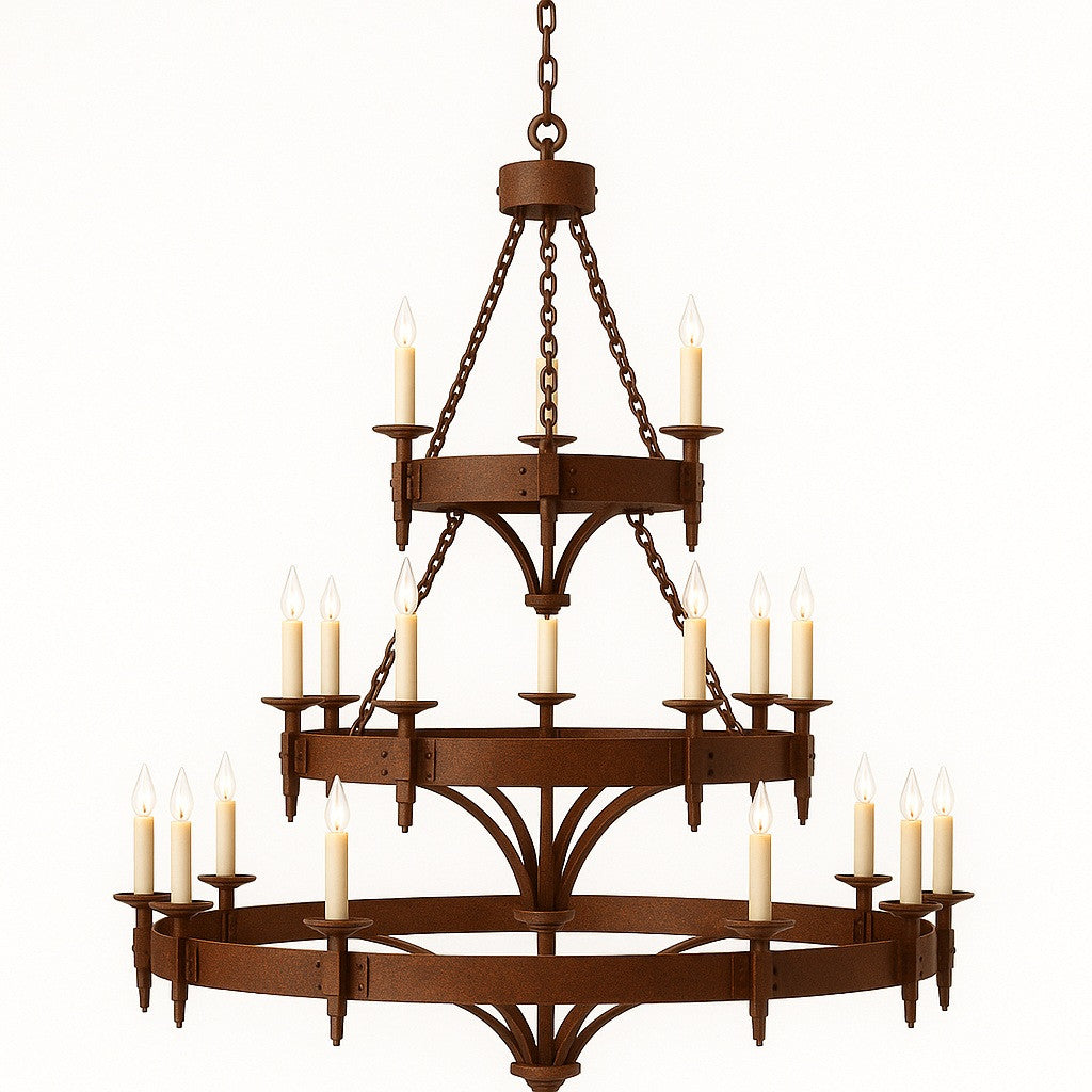Custom Tall Ceiling Iron Chandelier