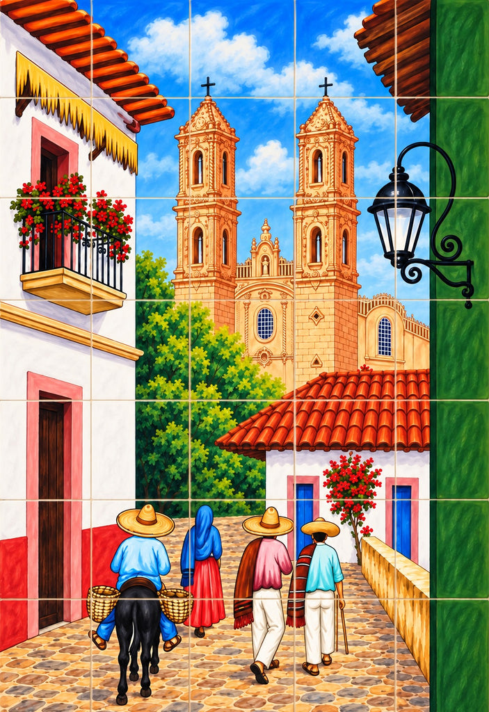 Italian ceramic tile mural