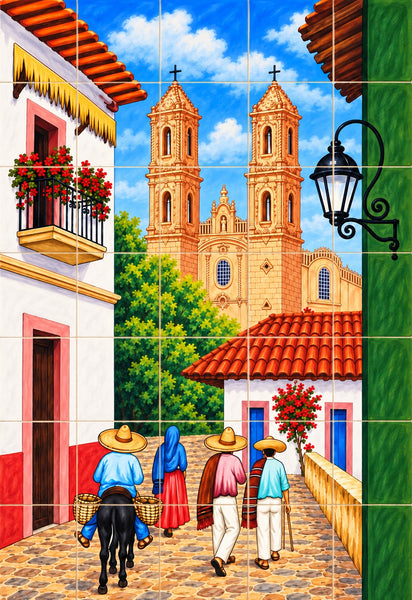Italian ceramic tile mural