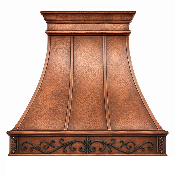 30 Inch Victorian Scroll Copper Range Hood