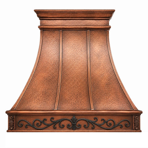 30 Inch Victorian Scroll Copper Range Hood