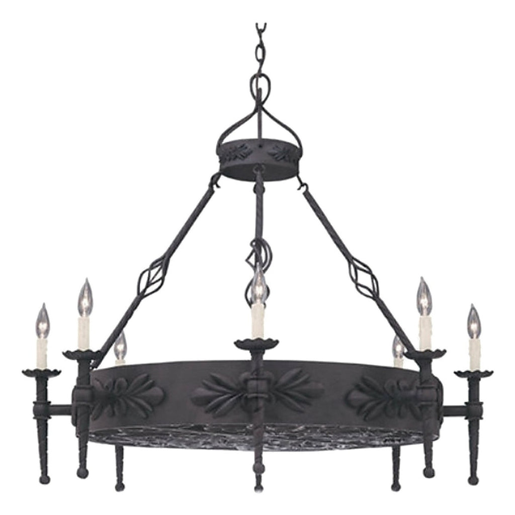Extra Jumbo Custom Black Iron Chandelier with Rosette Band