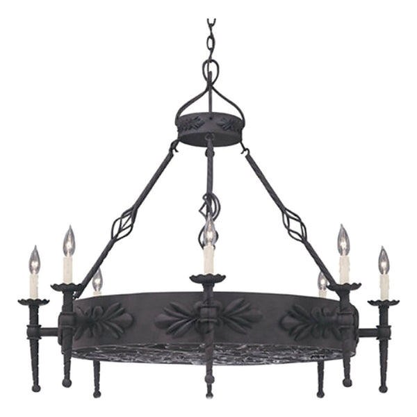 Extra Jumbo Custom Black Iron Chandelier with Rosette Band