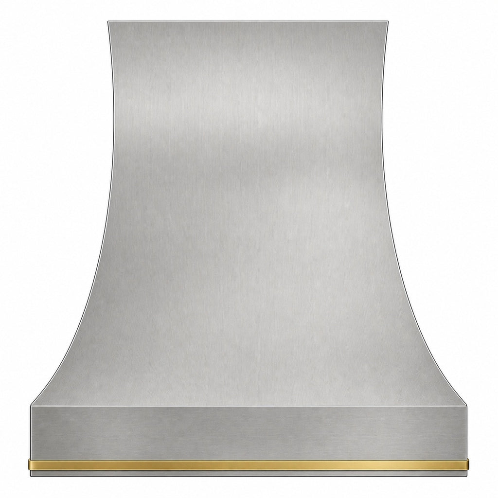 Zinc Range Hood 40 Inch with Brass Band Modern Rustic