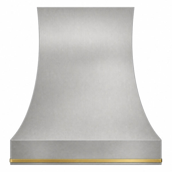 Zinc Range Hood 40 Inch with Brass Band Modern Rustic