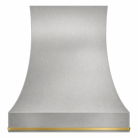 Zinc Range Hood 40 Inch with Brass Band Modern Rustic