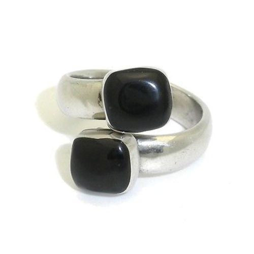 Two Stone Onyx Wrap Ring Handmade and Fair Trade