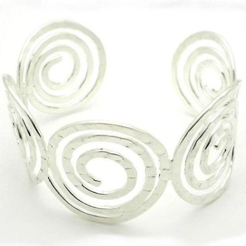 Silver Overlay Hammered Cuff - Spirals Handmade and Fair Trade