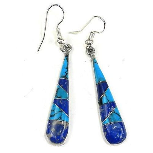 Turquoise and Lapis Tear Drop Earrings Handmade and Fair Trade