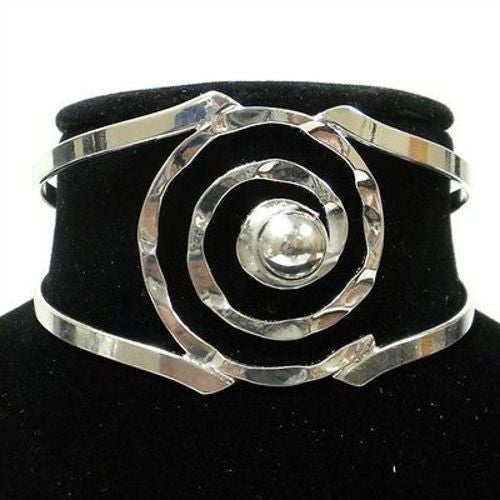Silver Overlay Hammered Spiral Cuff Bracelet Handmade and Fair Trade