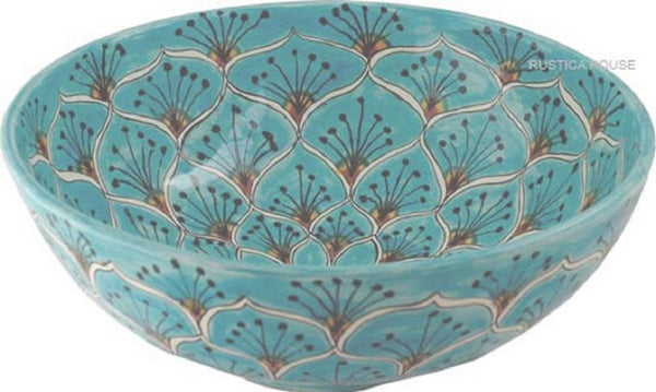 round talavera vessel sink turquoise white